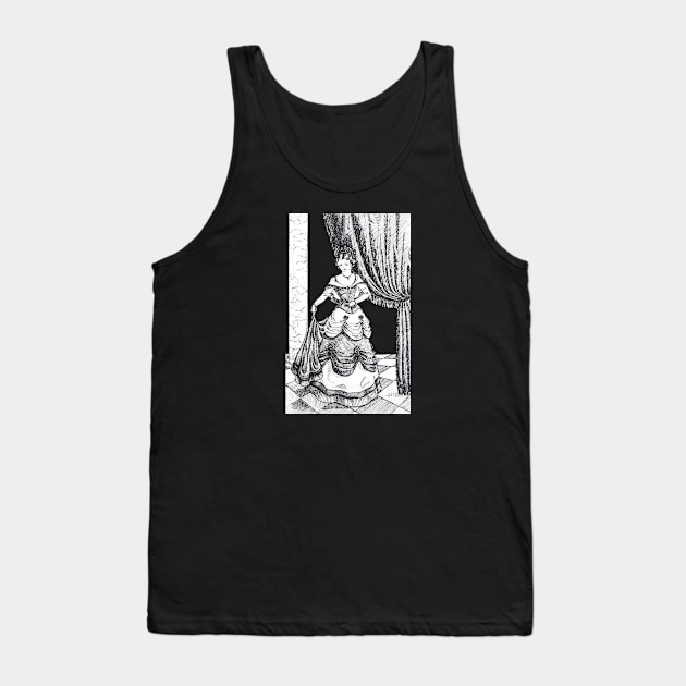 Ink drawing - vintage lady in ballroom Tank Top by LadyCaro1